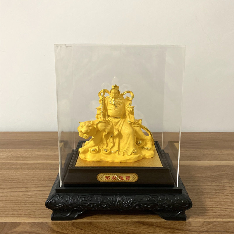 礼品骑虎赵公明神像 武财神 办公室中式 摆件工艺品