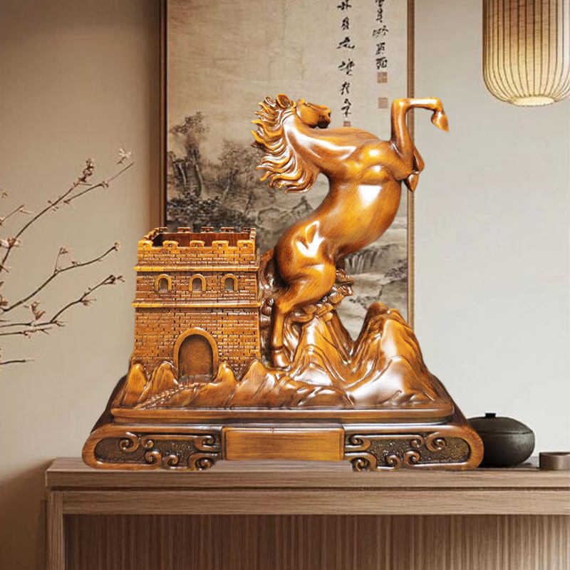 生肖马笔筒树脂酒柜教师感恩节礼