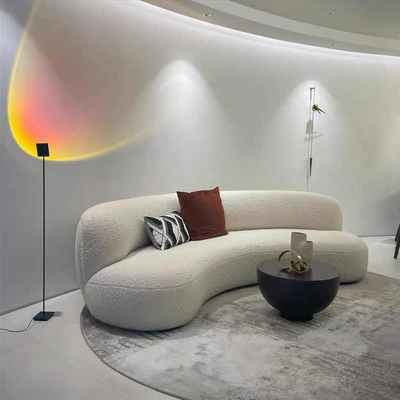北欧现代创意设计师网红弧形沙发美容院客厅小户型羊羔绒布艺沙发