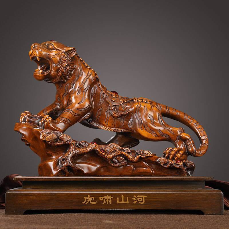 虎啸山河老虎摆件上山虎招财办公室桌面家居客厅电视柜装饰品