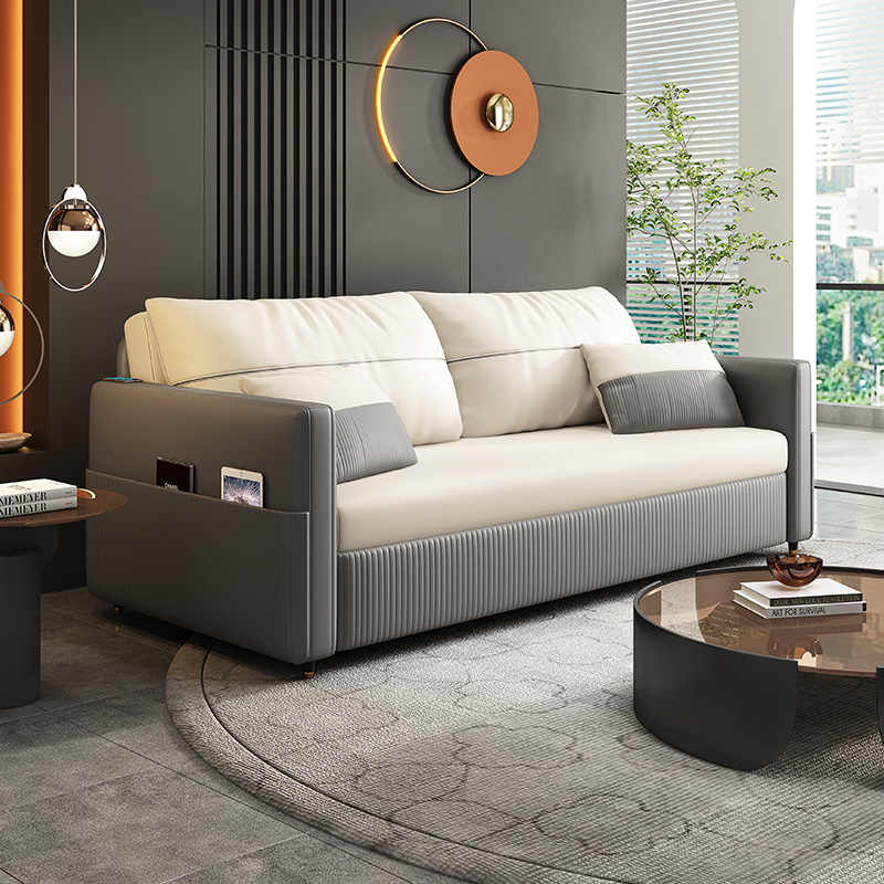 奶油风科技布沙发床小户型多功能客厅折叠伸缩两用2022新款沙发