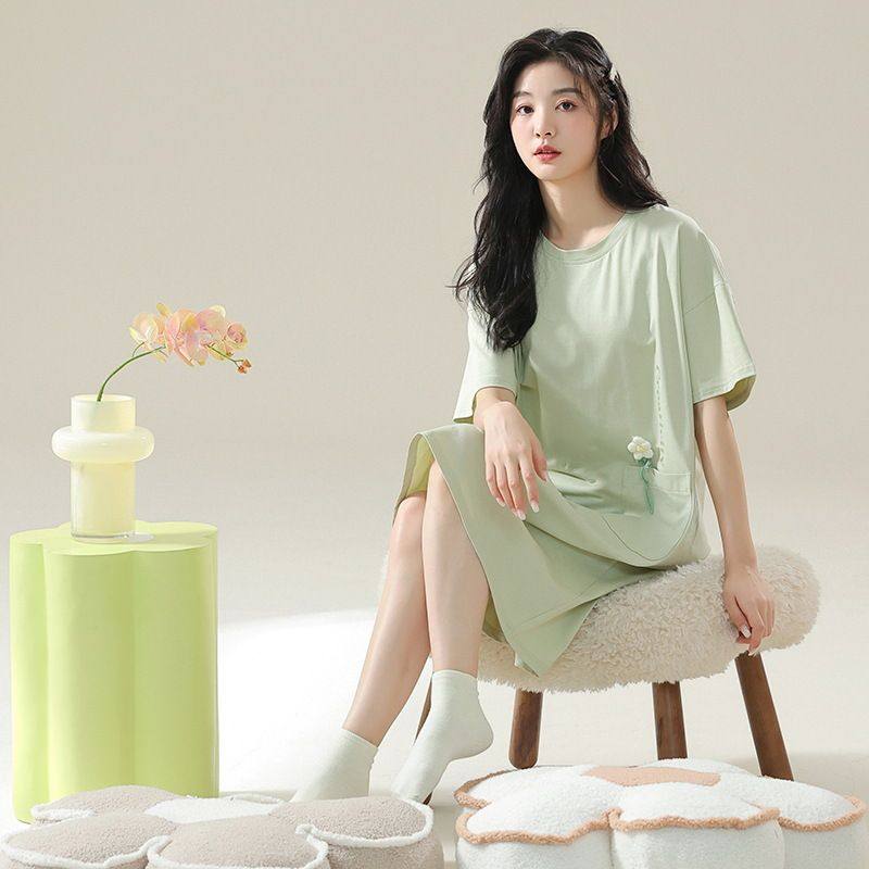 睡裙女夏季纯棉女士性感短袖孕妇春秋款清淡睡衣女款夏天2025新款,女士内衣/男士内衣/家居服,睡裙,淘宝优惠券,粉丝福利购,淘宝优惠卷