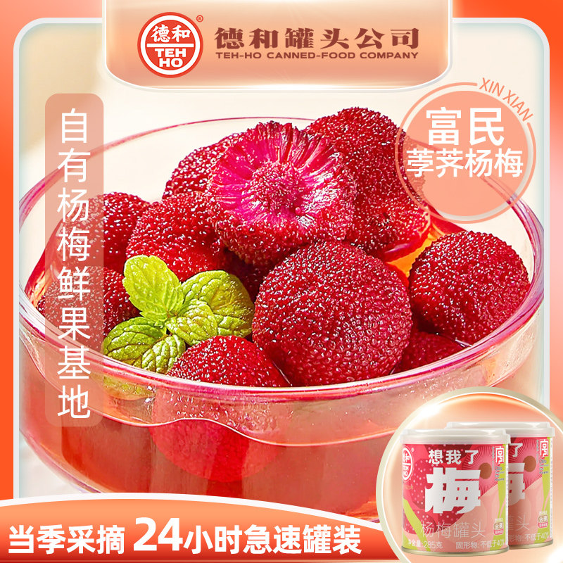 德和想我了梅富民荸荠杨梅罐头285g罐装礼盒云南清甜即食水果罐头