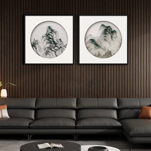 新中式玄关装饰画手工钉子画山水沙发背景墙客厅卧室书房实物挂画