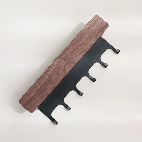 黑胡桃木玄关钥匙收纳置物架磁吸挂钩免打孔强力承重粘贴挂钩新款