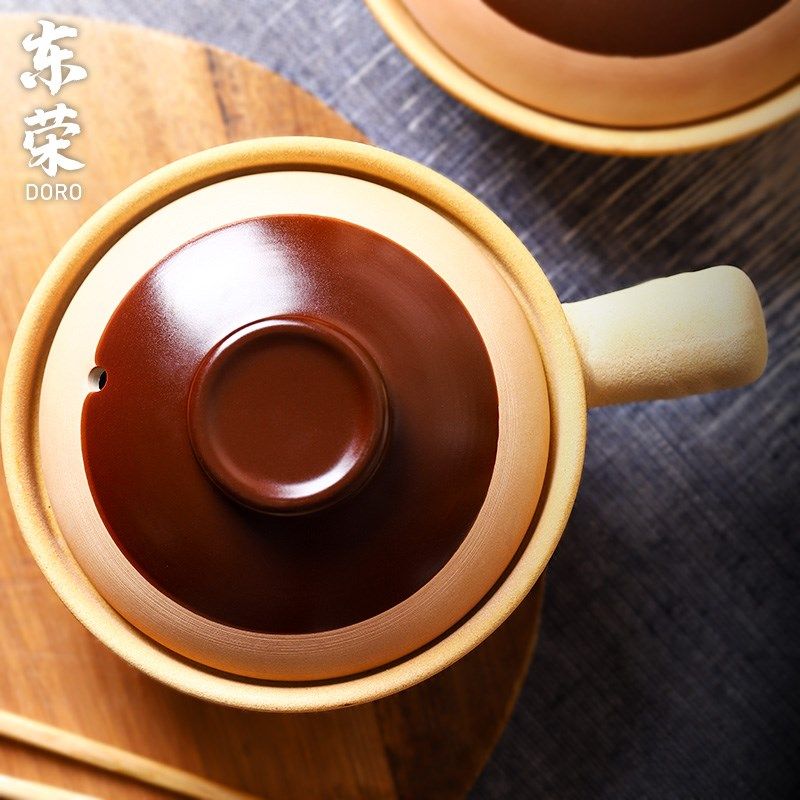 东荣陶瓷日式单柄土砂锅复古家用耐高温煲仔饭传统粗W陶小沙煲啫