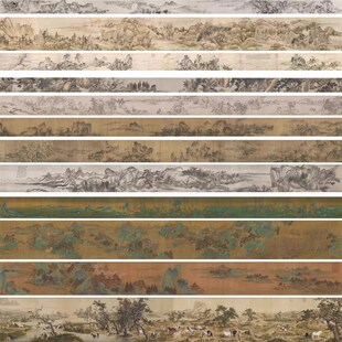 宋氏美学新中式古典长条腰线中古风定制画芯图库墙布壁画墙纸壁纸