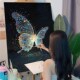 荧光蝴蝶数字油画手工diy填充手绘涂色解压油彩丙烯手绘画肌理画