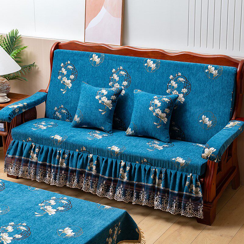 实木沙发垫带靠背裙边老式红木质加厚坐垫连体春秋联邦椅海绵垫子