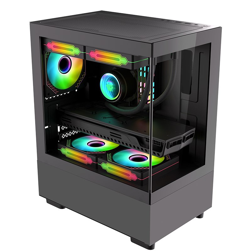 玄武MINI白色无立柱海景房双侧透电脑机箱台式机MATXU主板/240水