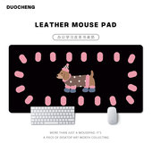 复古卡通鼠标垫子超大防水皮革办公电脑书桌垫学生写字垫简约桌搭
