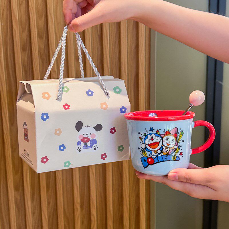 生日礼物男女生带刻度咖啡水杯可爱卡通陶瓷马克杯家用早餐牛奶杯