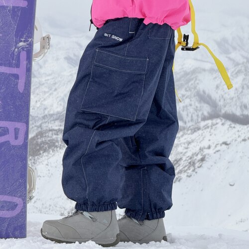 雪比特牛仔滑雪裤防水保暖