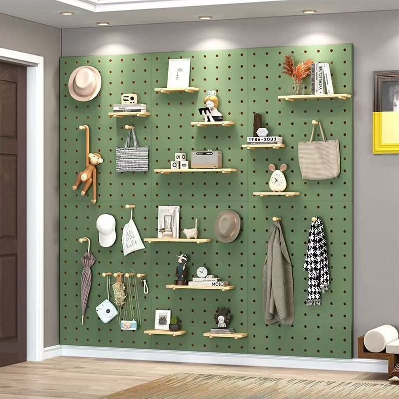 实木洞洞板入户玄关墙上置物架隔板收纳架多种造型墙面墙壁展示架