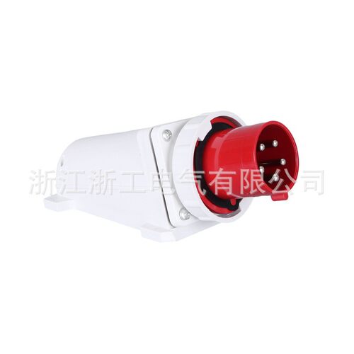 IP67明装工业防水插头五芯63A 三相380V房车外接电源母插头63A5P