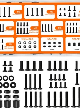 跨境68pcs84/92pcs电视挂壁安装螺丝套装m4m5m8电视挂架螺丝