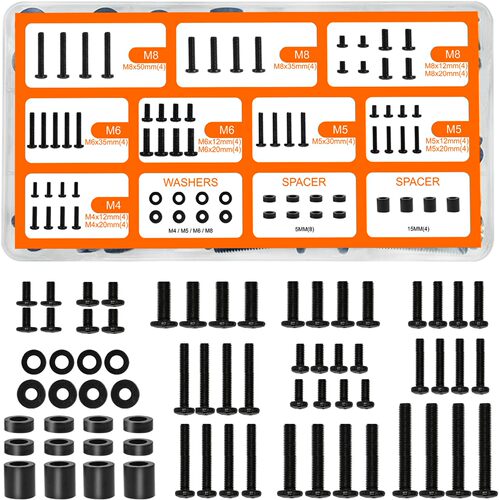 跨境68pcs84/92pcs电视挂壁安装螺丝套装m4m5m8电视挂架螺丝