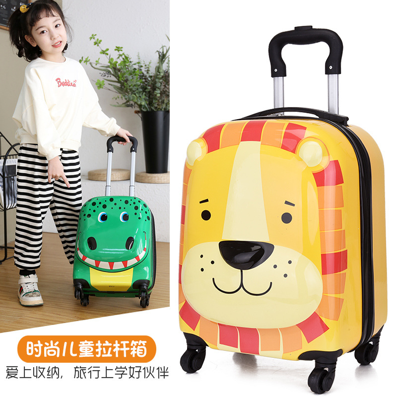 儿童行李箱18寸卡通动r物可爱拉杆箱静L音万向轮密码登机旅行箱