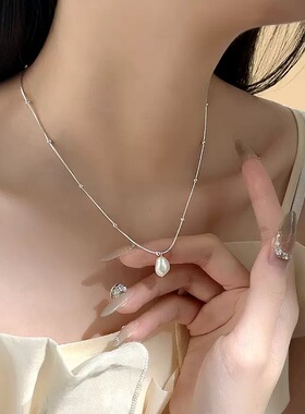 仙女本仙！法式珍珠项链原创设计小众锁骨链轻奢高级感甜美淡水