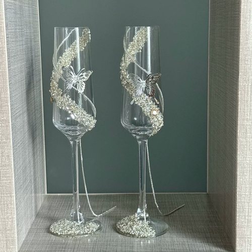 DIY材料包香槟杯一对新婚礼物