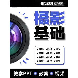 摄影基础教学PPT课件教案大纲视频微课器材曝光构图对焦后期教程