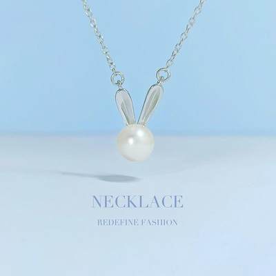 S925 sterling silver necklace women pendant white rabbit fre