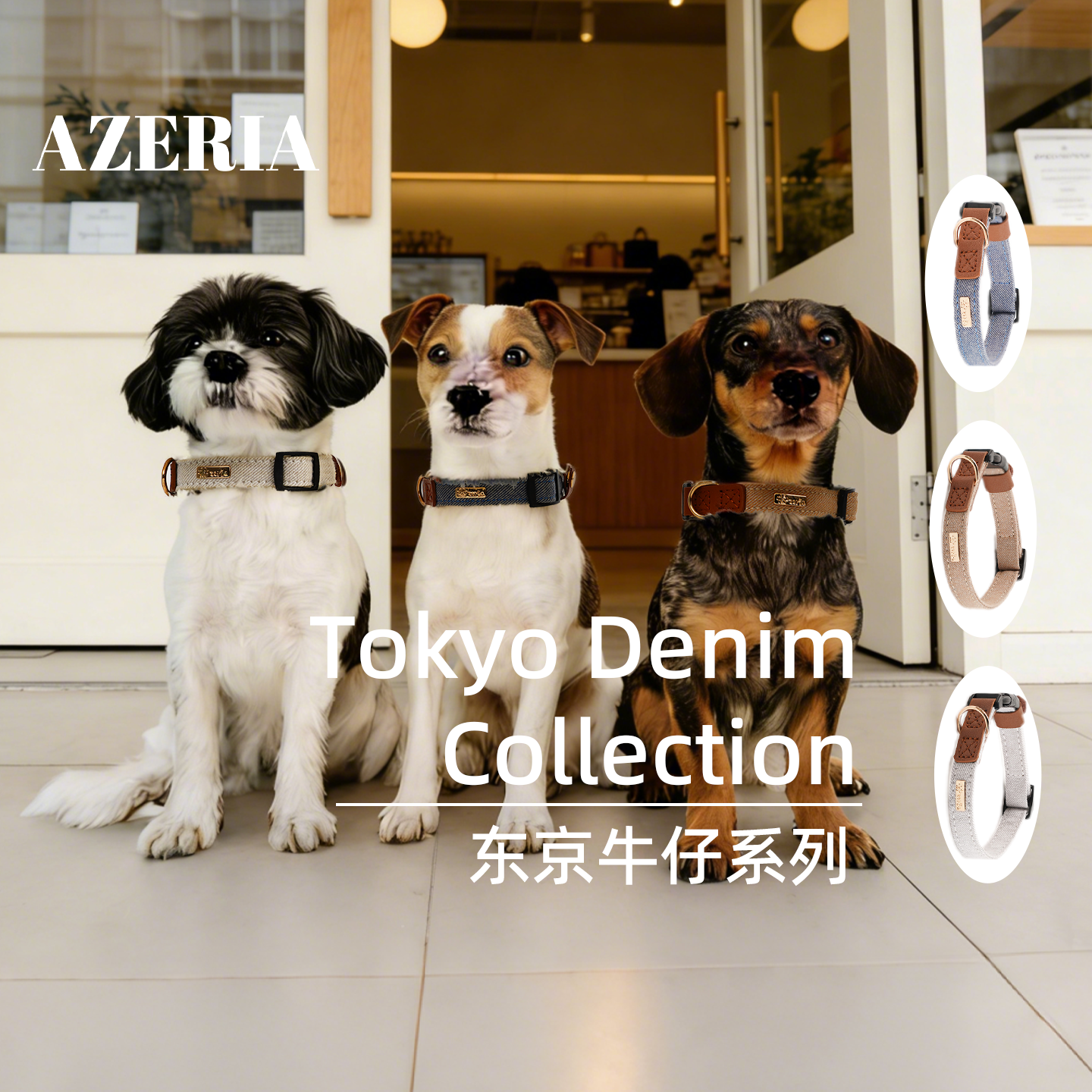 AZERIA宠物狗狗可写字牛仔项圈小型犬防走丢安全防勒泰迪颈圈脖圈