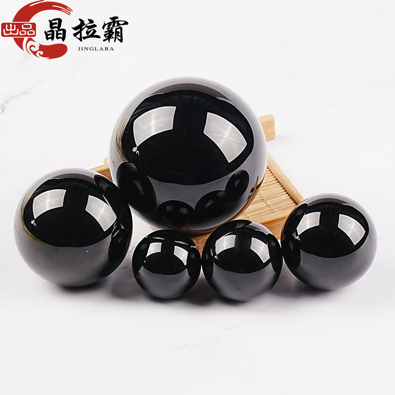 晶拉霸黑曜石球圆形摆件
