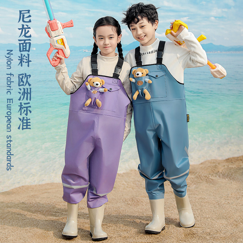 尼龙儿童下水裤雨裤透气轻薄涉水夏季背带连体玩沙水服赶海玩沙服