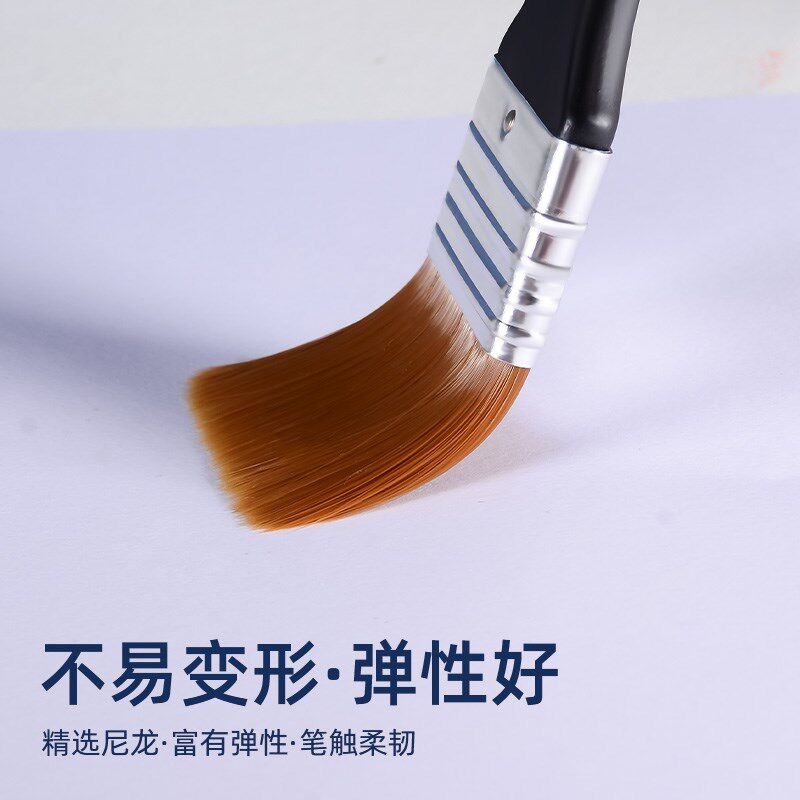 热销尼龙毛刷软头尼m龙板刷美术手绘墙绘底刷笔刷尼龙短柄油画丙