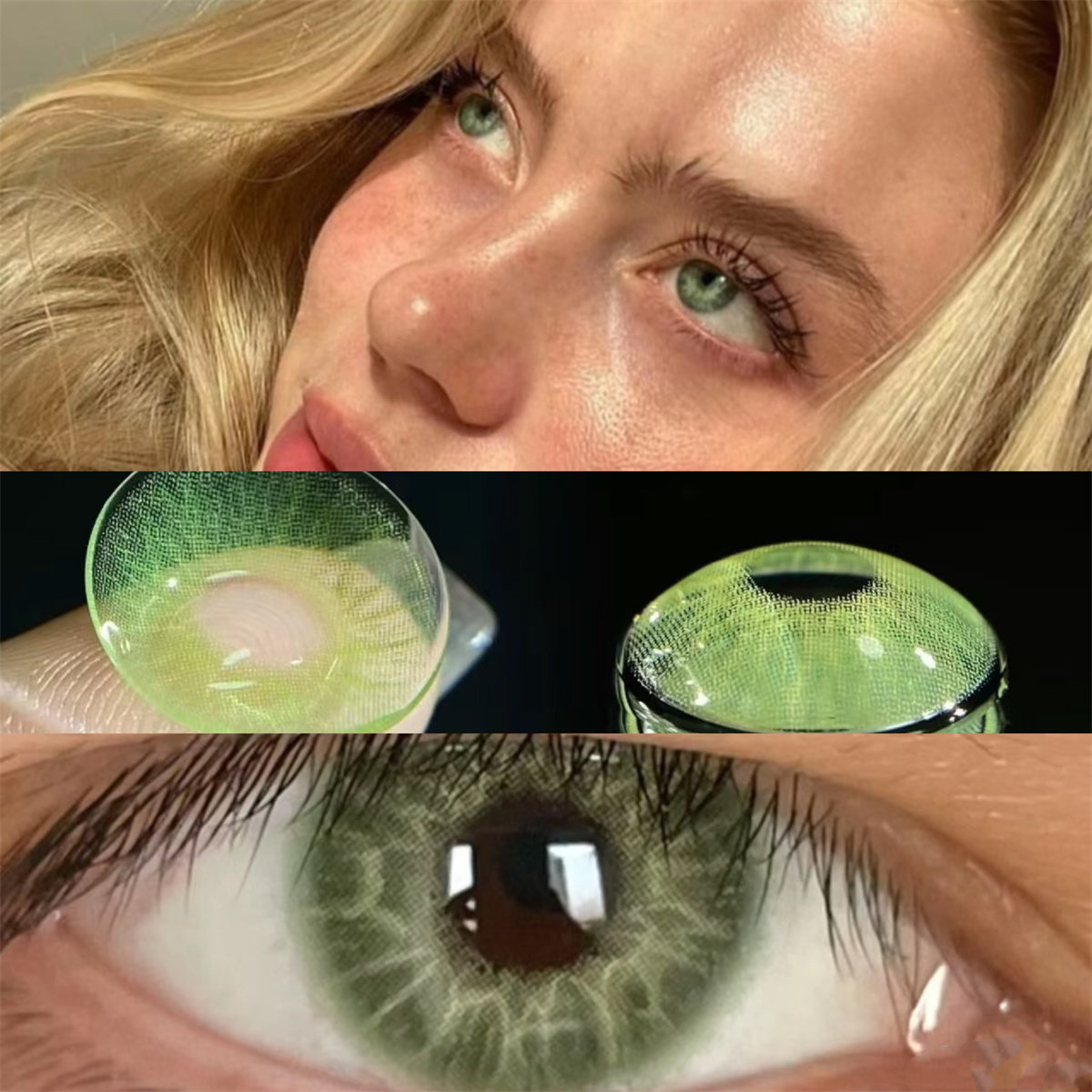 美杜莎灰绿色美瞳年抛大小直径近视正品混