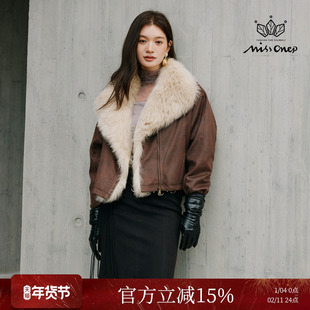 Missonep逸【雪溶意】复古风90鹅绒狐狸毛拼接皮草短外套女冬季