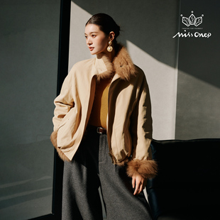 Missonep逸【雪溶意】复古风狐狸毛拼接两面皮草外套女2025冬季