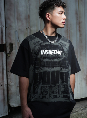 INSIDEDOT 趣味印花t恤男短袖美式高街潮牌男装2025新款半袖上衣
