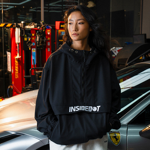 套头连帽冲锋衣男防风防水拉链领卫衣薄外套情侣装 INSIDEDOT 工装