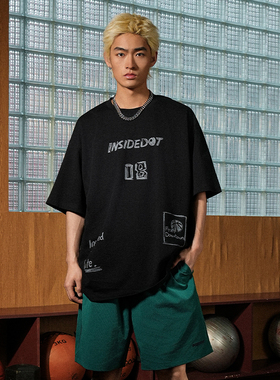 INSIDEDOT 涂鸦印花t恤男短袖2026年新款情侣潮牌上衣凉感抗菌短t
