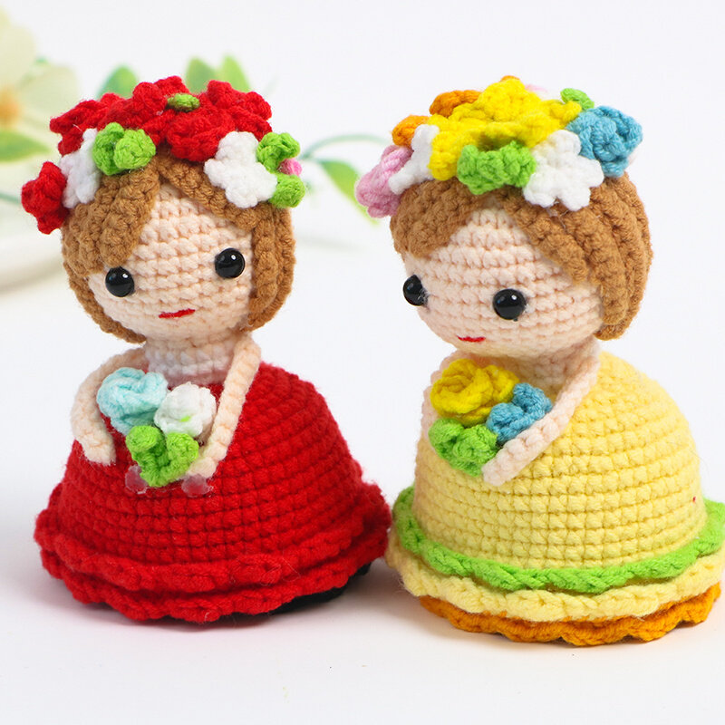 手捧花新娘翻翻乐公主手工diy编织材料钩织自制变身娃娃玩偶成品