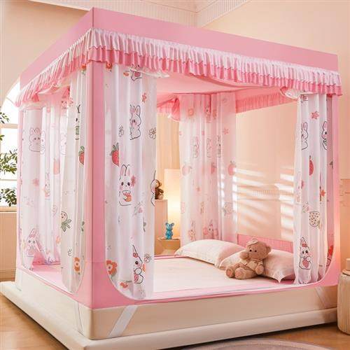 2025新款蚊帐防摔全底婴儿防止掉床围栏家用加粗厚支架遮光蒙古包