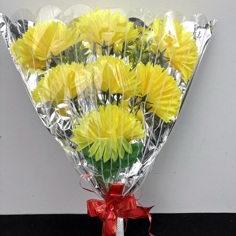 绢花清明节仿真祭祀扫墓装饰假花手捧黄白菊花上坟祭奠塑料摆件花
