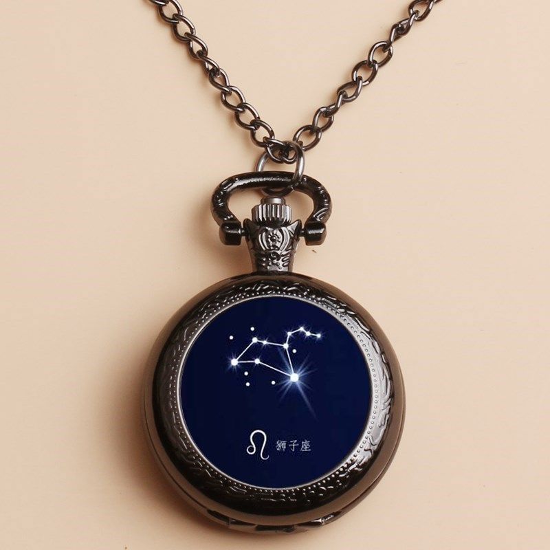 项链表定制脖子星座男女可小号表电子白羊座12黑色带项链照片怀表