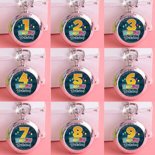 项链表数字月份翻盖复古动漫怀表项链定制照片儿童男女石英表礼物