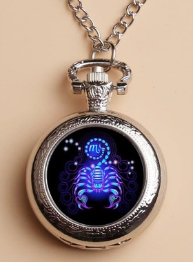 动漫時尚怀表男女星座12生肖学生礼物项链表翻盖手工定制照片贴放