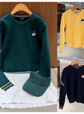 女士25秋款高尔夫服装圆领长袖百搭针织衫休闲上衣舒适休闲运动