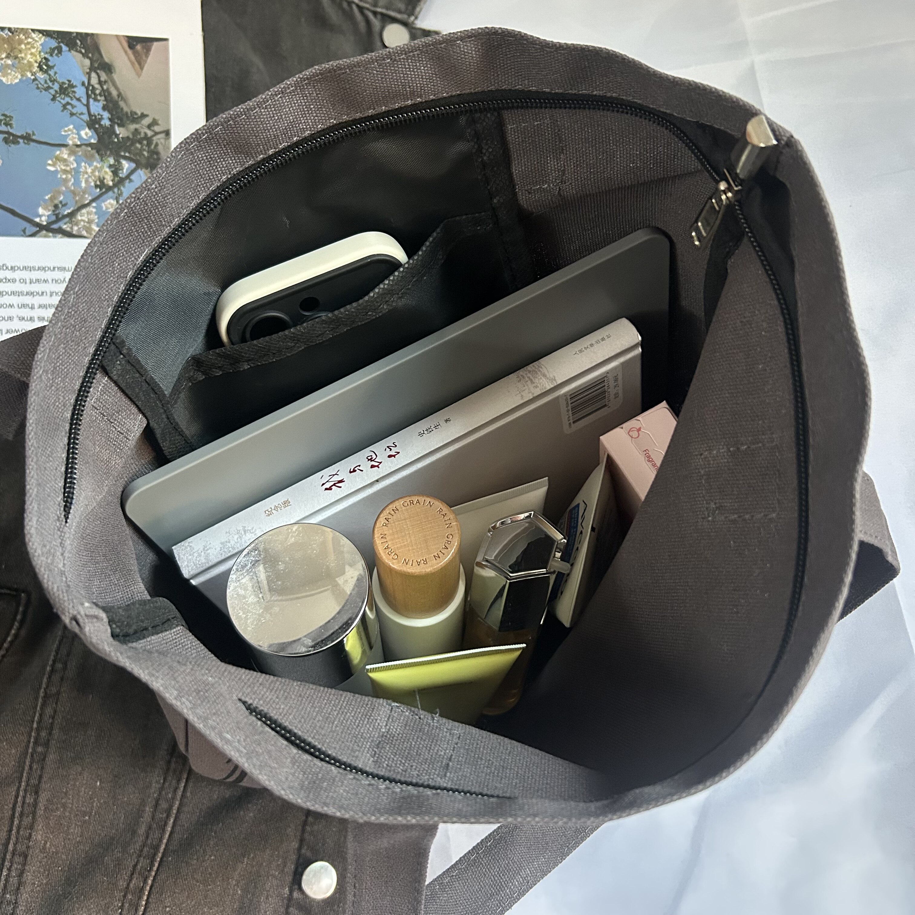 休闲大容量帆布托特包