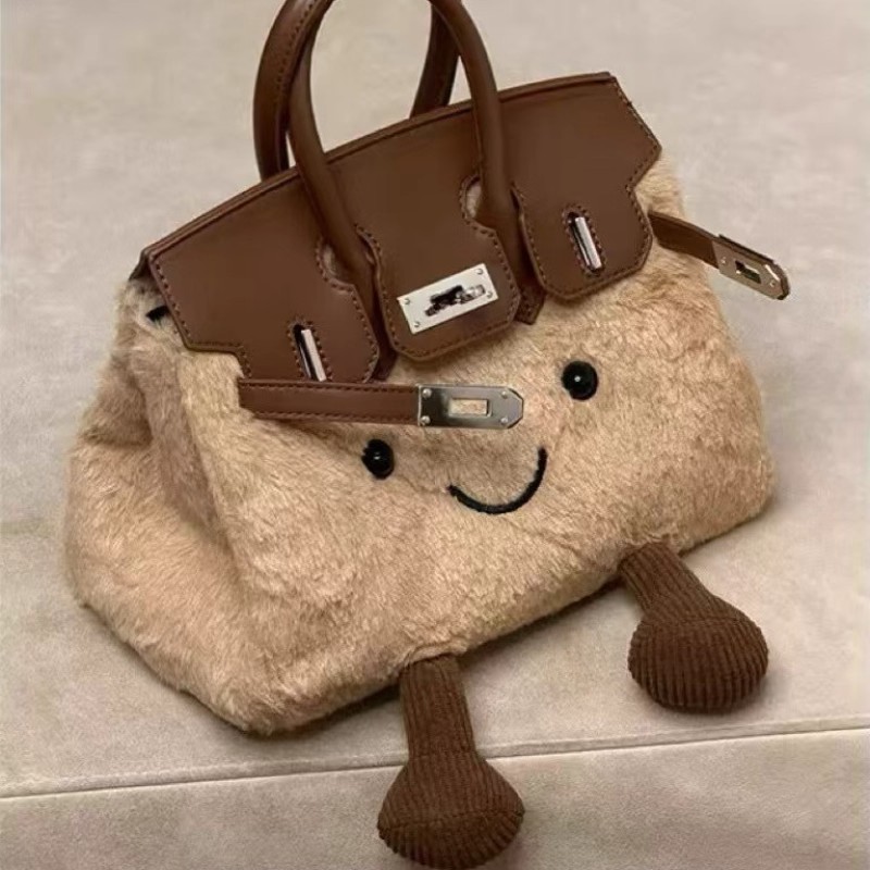 秋冬毛茸茸拼皮可爱时尚