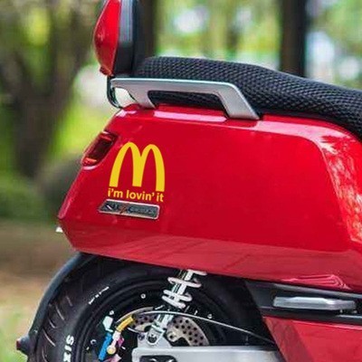 个性麦当劳logo小牛Uqi+ U+创意反光汽车电动电瓶车摩托车贴纸