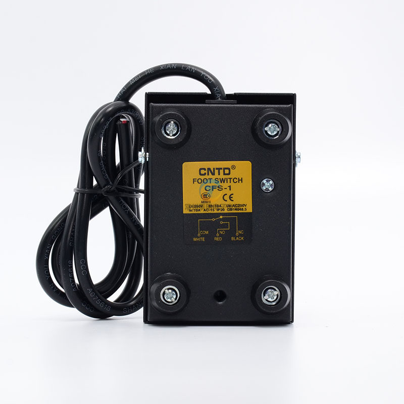CNTD昌得脚踏开关脚控CFS-1铁壳脚踩TFS电源1自复位带线米2m脚动3