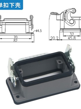 重载连接器西霸士矩形热流道高温航空插头插座HE-06-M/F芯公母6芯