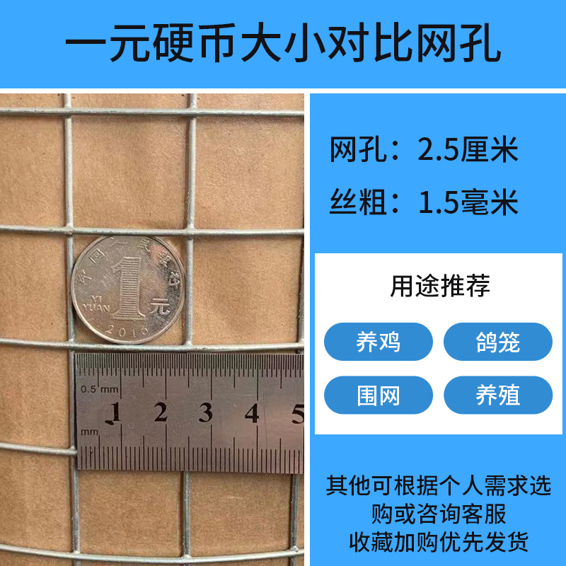 镀锌铁丝网养殖拦鸡网家用围栏网整卷围网小孔钢丝防护网格片加粗