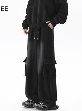 ZSEE 春季新款大口袋卫裤男美式潮牌水洗直筒宽松大码运动休闲裤